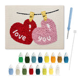 Punch Needle Coeurs Love You