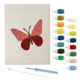 Punch Needle Papillon Rose Rouge