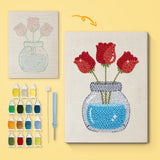Punch Needle Roses en Vase