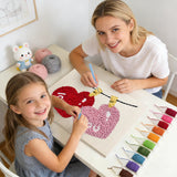 Punch Needle Coeurs Love You