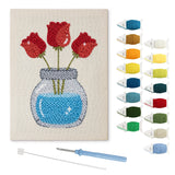 Punch Needle Roses en Vase