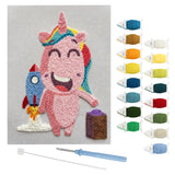 Punch Needle Licorne Rose