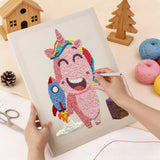 Punch Needle Licorne Rose