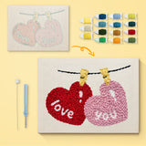 Punch Needle Coeurs Love You