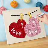 Punch Needle Coeurs Love You