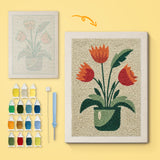 Punch Needle Tulipes Oranges