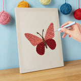 Punch Needle Papillon Rose Rouge