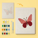 Punch Needle Papillon Rose Rouge