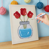 Punch Needle Roses en Vase