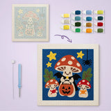 Toile imprimée numérotée et tableau punch needle champignon vampire terminé