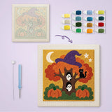 Toile imprimée numérotée et tableau punch needle arbre aux fantômes terminé