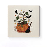 Punch Needle Halloween Arbre Étoilé : tableau brodé terminé sur son cadre