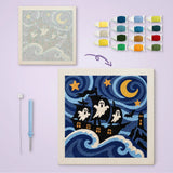 Toile imprimée numérotée et tableau punch needle navire aux fantômes terminé