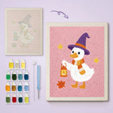 Toile imprimée numérotée et tableau punch needle canard lanterne terminé