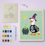 Toile imprimée numérotée et tableau punch needle canard squelette terminé