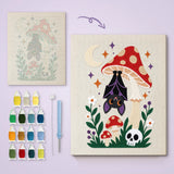 Toile imprimée numérotée et tableau punch needle champignon hanté terminé