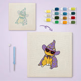 Toile imprimée numérotée à côté du tableau punch needle chat à lunettes terminé