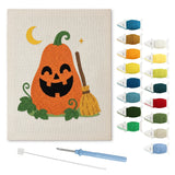 Contenu du kit punch needle citrouille poire : toile sur cadre, aiguilles et fils de laine