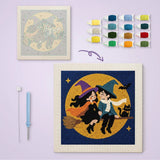 Toile imprimée numérotée et tableau punch needle sorciers amoureux terminé