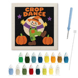 Contenu du kit punch needle Halloween : toile sur cadre, aiguilles et fils de laine