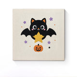 Punch Needle Halloween Étoile Ailée : tableau brodé terminé sur son cadre