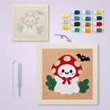 Toile imprimée numérotée et tableau punch needle fantôme champignon terminé
