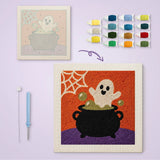 Toile imprimée numérotée et tableau punch needle fantôme chaudron terminé