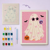 Toile imprimée numérotée et tableau punch needle fantôme diva terminé