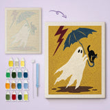 Toile imprimée numérotée et tableau punch needle fantôme orage terminé