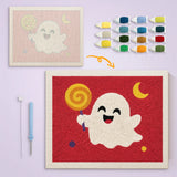 Toile imprimée numérotée et tableau punch needle fantôme sucette terminé