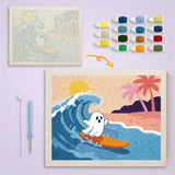 Toile imprimée numérotée et tableau punch needle fantôme tropical terminé