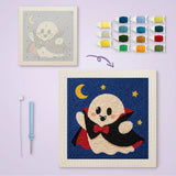 Toile imprimée numérotée à côté du tableau punch needle fantôme vampire terminé