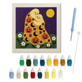 Contenu du kit punch needle fantômes enlacés : toile sur cadre, aiguilles et fils de laine