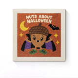 Punch Needle Halloween Gland Vampire : tableau brodé terminé sur son cadre