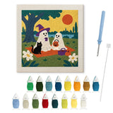 Contenu du kit punch needle pique-nique : toile sur cadre, aiguilles et fils de laine