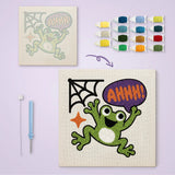 Toile imprimée numérotée et tableau punch needle grenouille cri terminé