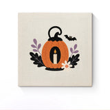 Punch Needle Halloween Lanterne Bougie : tableau brodé terminé sur son cadre