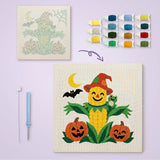Toile imprimée numérotée à côté du tableau punch needle maïs épouvantail terminé