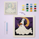 Toile imprimée numérotée et tableau punch needle mariée fantôme terminé