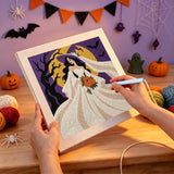 Broderie punch needle en cours sur la toile de la mariée au voile
