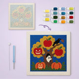 Toile imprimée numérotée à côté du tableau punch needle pommier au fantôme terminé