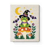 Punch Needle Halloween Rainette Amanite : tableau brodé terminé sur son cadre