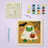 Toile imprimée numérotée à côté du tableau punch needle rainette fantôme terminé