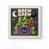 Punch Needle Halloween Rainette Potion : tableau brodé terminé sur son cadre
