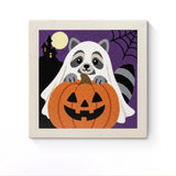 Punch Needle Halloween Raton Fantôme : tableau brodé terminé sur son cadre