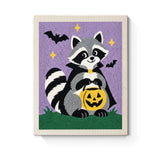 Punch Needle Halloween Raton Vampire : tableau brodé terminé sur son cadre