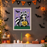 Tableau punch needle raton vampire accroché au mur dans une déco d'Halloween