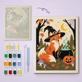 Toile imprimée numérotée et tableau punch needle renard sorcier terminé