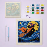 Toile imprimée numérotée à côté du tableau punch needle sorcière lune terminé