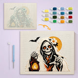 Toile imprimée numérotée et tableau punch needle spectre lanterne terminé